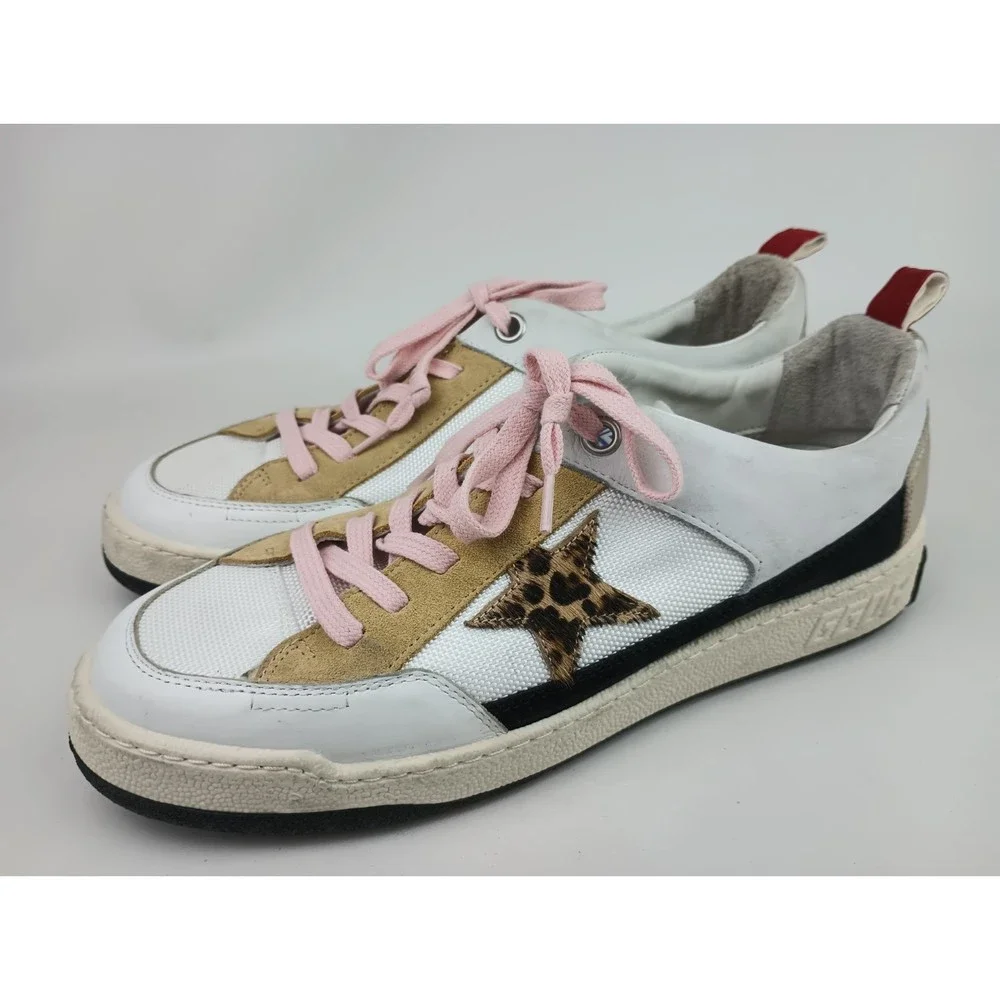 Golden Goose Yeah Low Top Sneakers Women's White Cheetah Star Shoes Size 41 - Picture 2 of 8